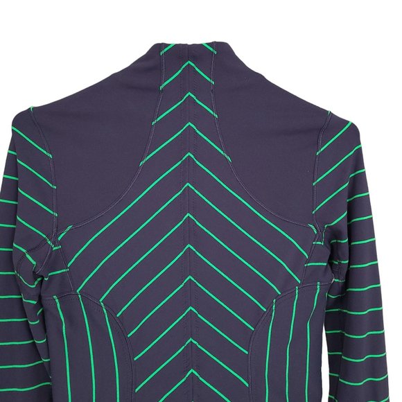 LULULEMON Women's Forme Jacket XS/S Blue Green Striped Cuffins Full Zip Inkwell - Picture 11 of 12